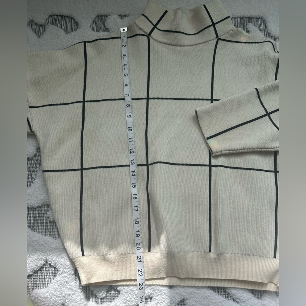 ChicWish Windowpane Cream Black Sweater - Picture 4 of 4